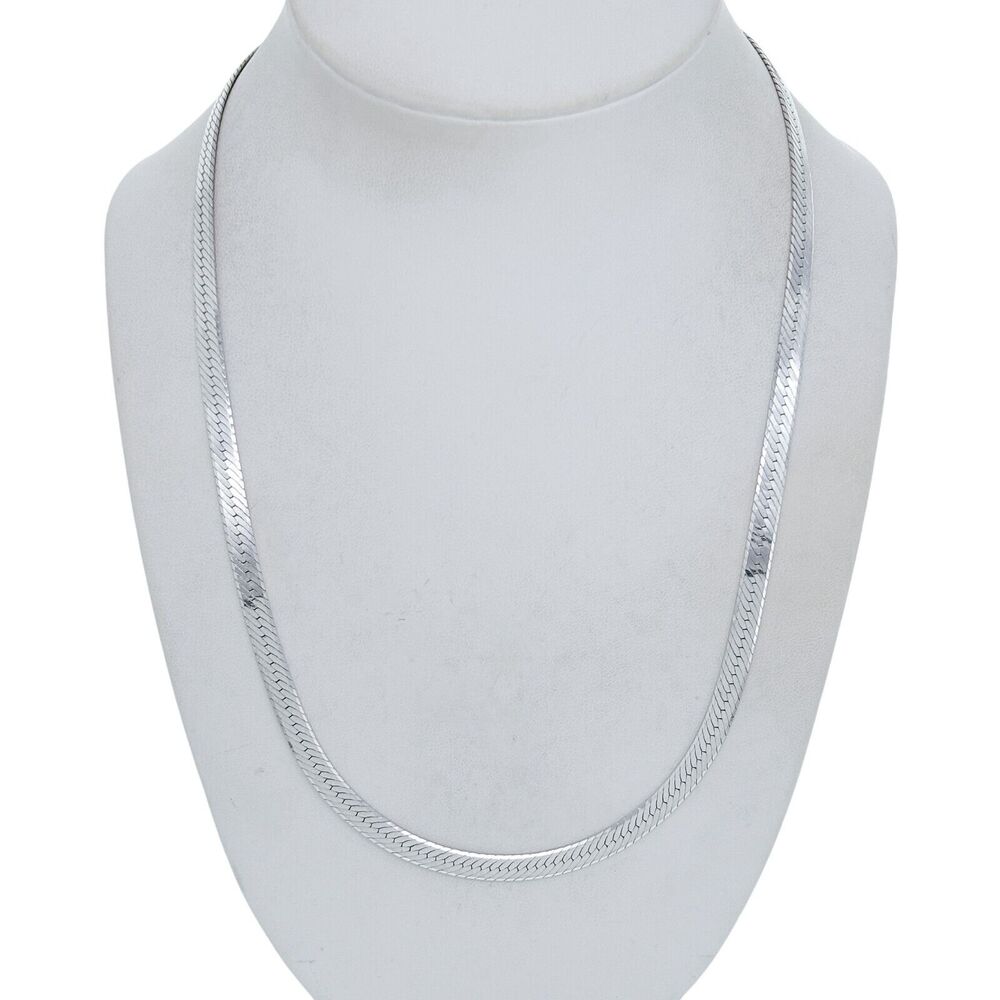 Vintage Italy Sterling Silver 925 Herringbone Chain Necklace 20"